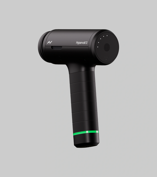 Hypervolt 3 massage gun, angled view