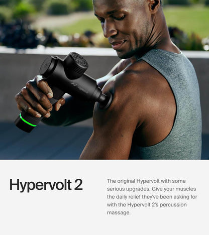 Man using Hypervolt 2 percussion massage on his shoulder
